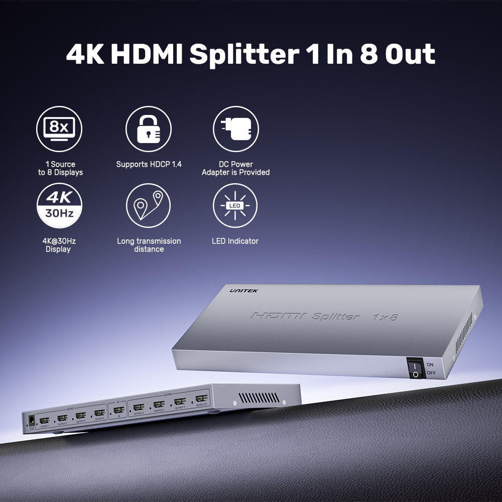 4K HDMI Splitter 1 In 8 Out